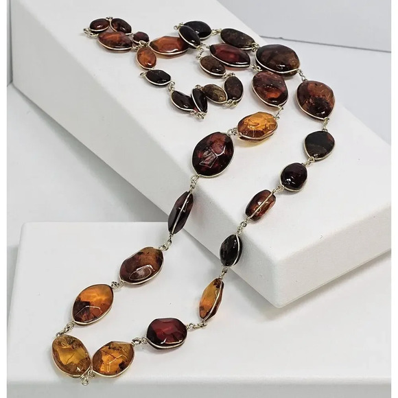 Unbranded Jewelry - Vintage Handmade Delicate Large Amber Necklace [Variable Sizes] *Read Desc*